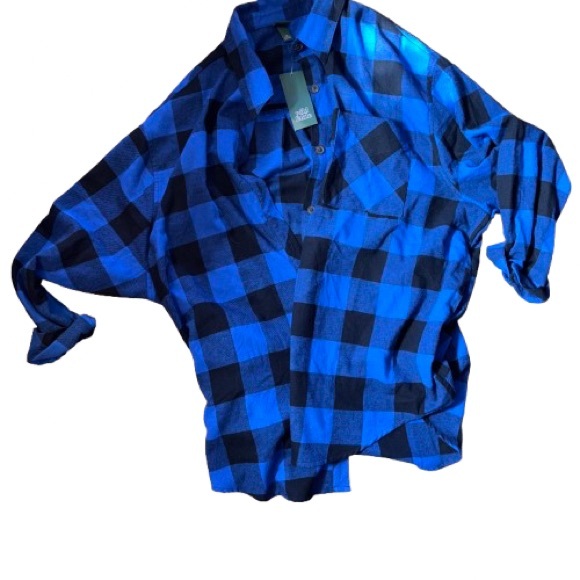 Wild Fable Blue and Black Plaid Top XXL - Picture 1 of 4
